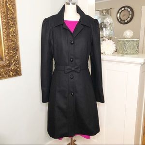 Banana Republic Black Italian Wool Bow Pea Coat